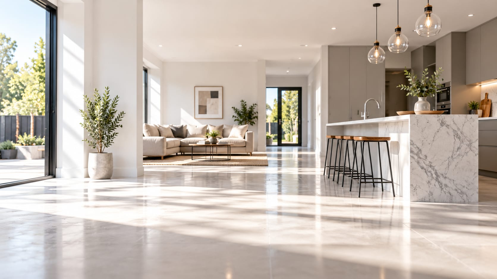 A finished new-build living area after a sparkle clean