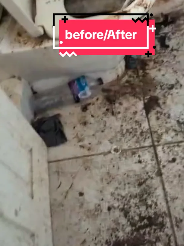 Before and after of a heavily soiled floor